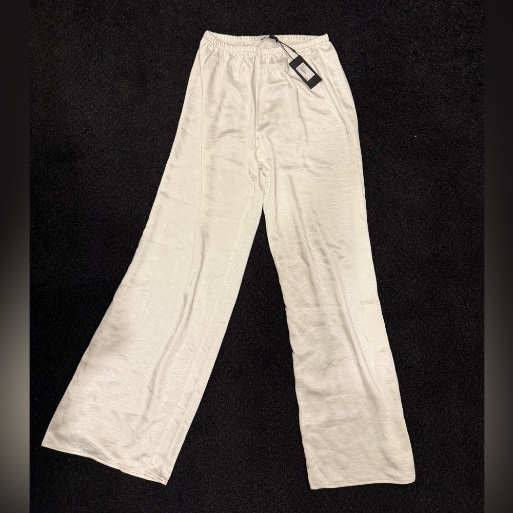 Silk White Wide-Leg Pants